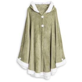 Manta Poncho Borreguito com Capuz Verde