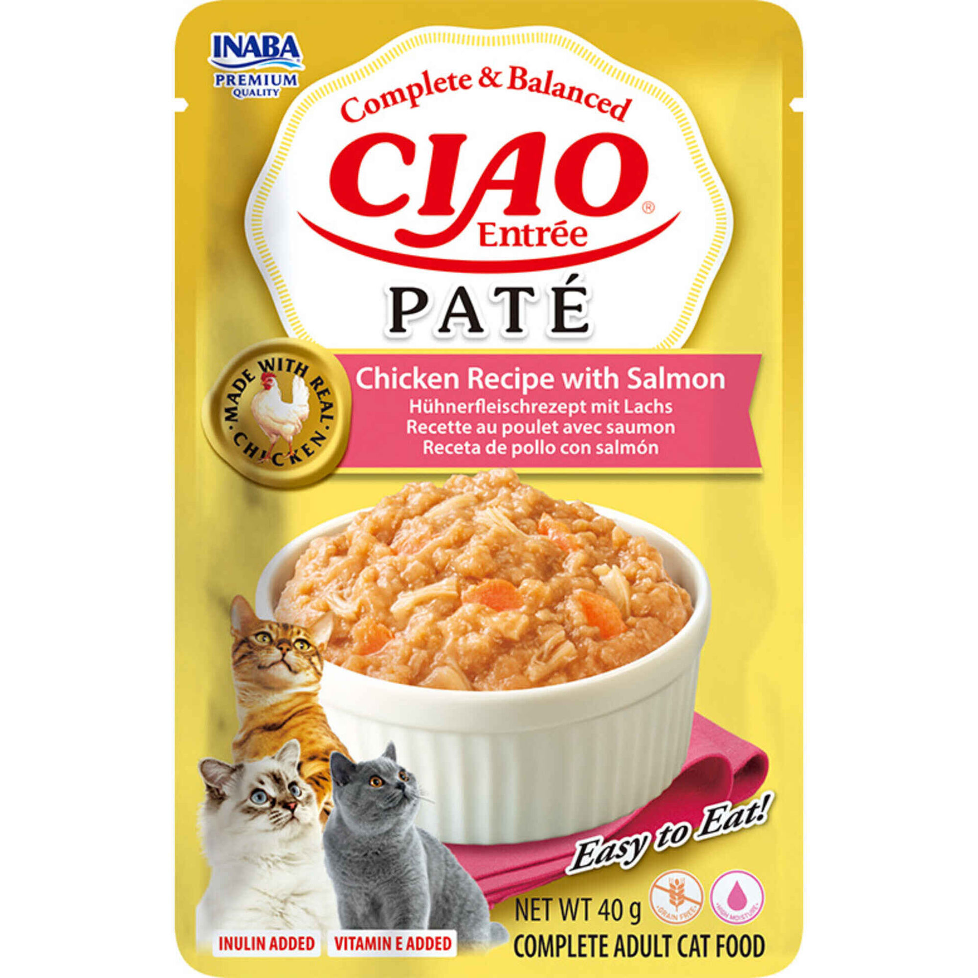Comida H&uacute;mida para Gato Adulto Pat&eacute; Frango e Salm&atilde;o Ciao