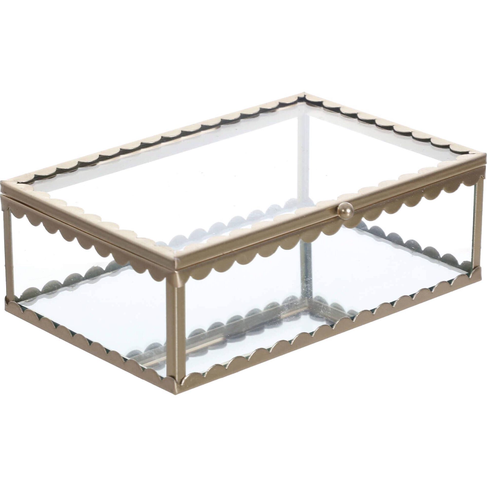 Caixa Vidro Dourada Recortada 15x10cm