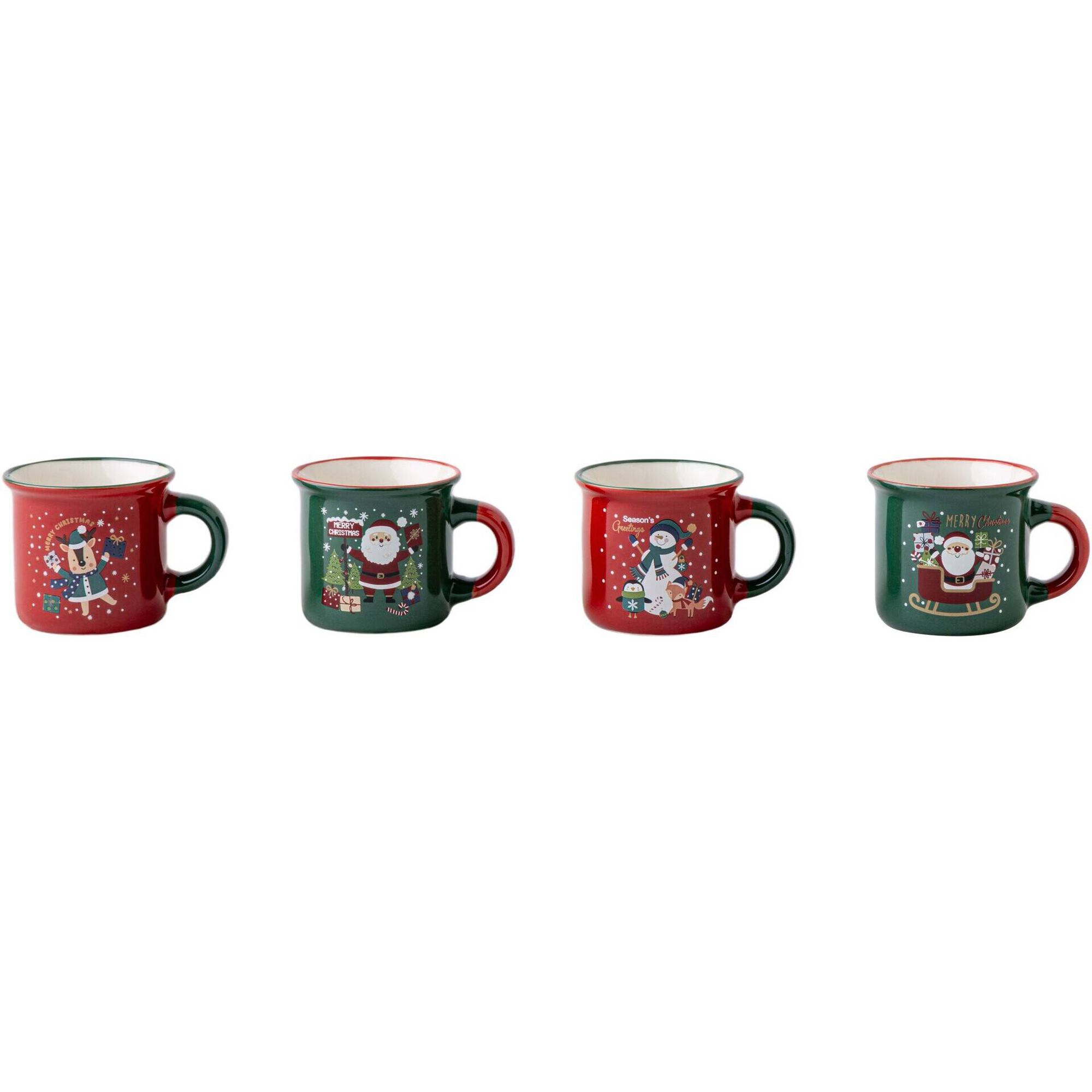 Conjunto 4 Ch&aacute;venas Caf&eacute; Vintage Bonecos Natal Kasa