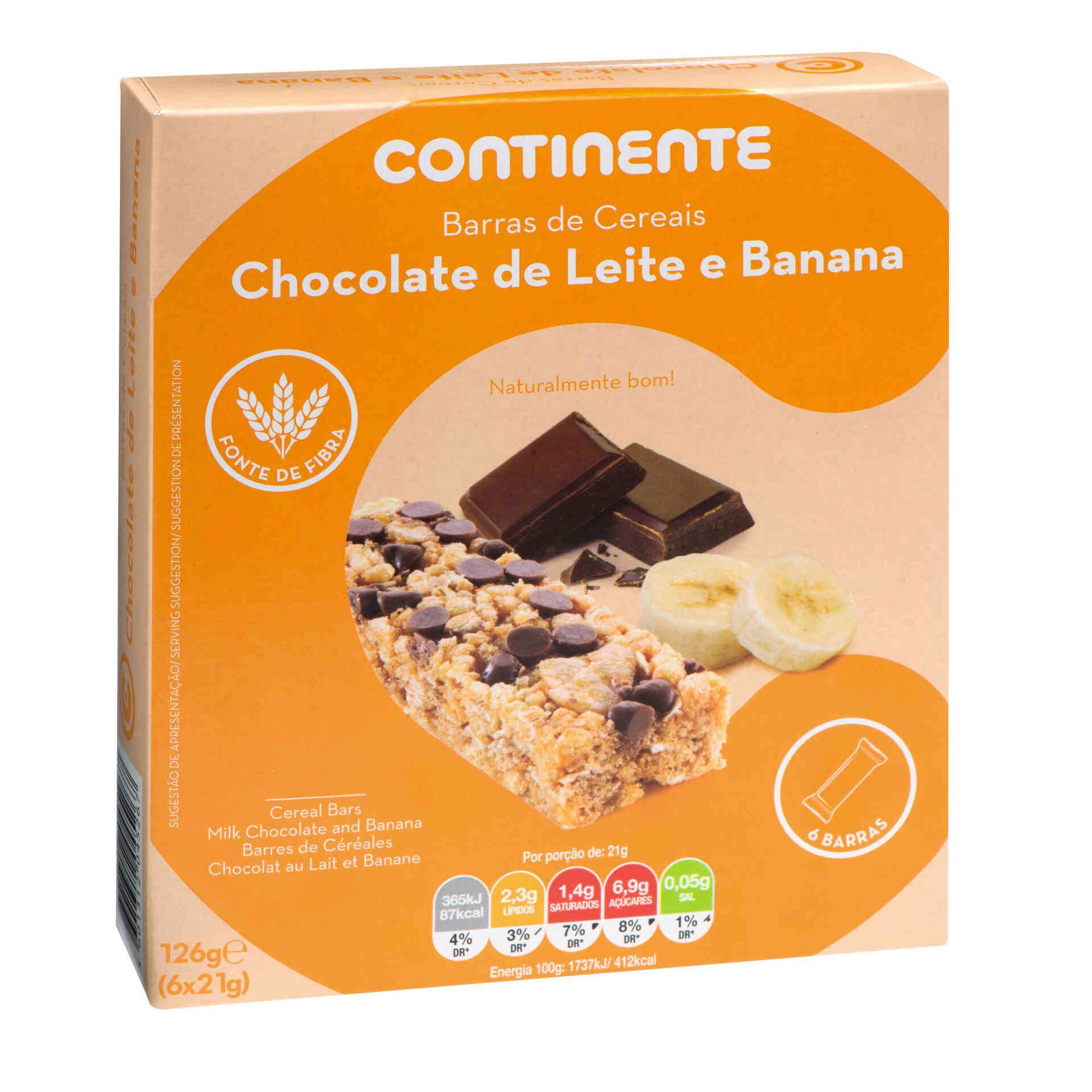 Barras de Cereais Chocolate de Leite e Banana