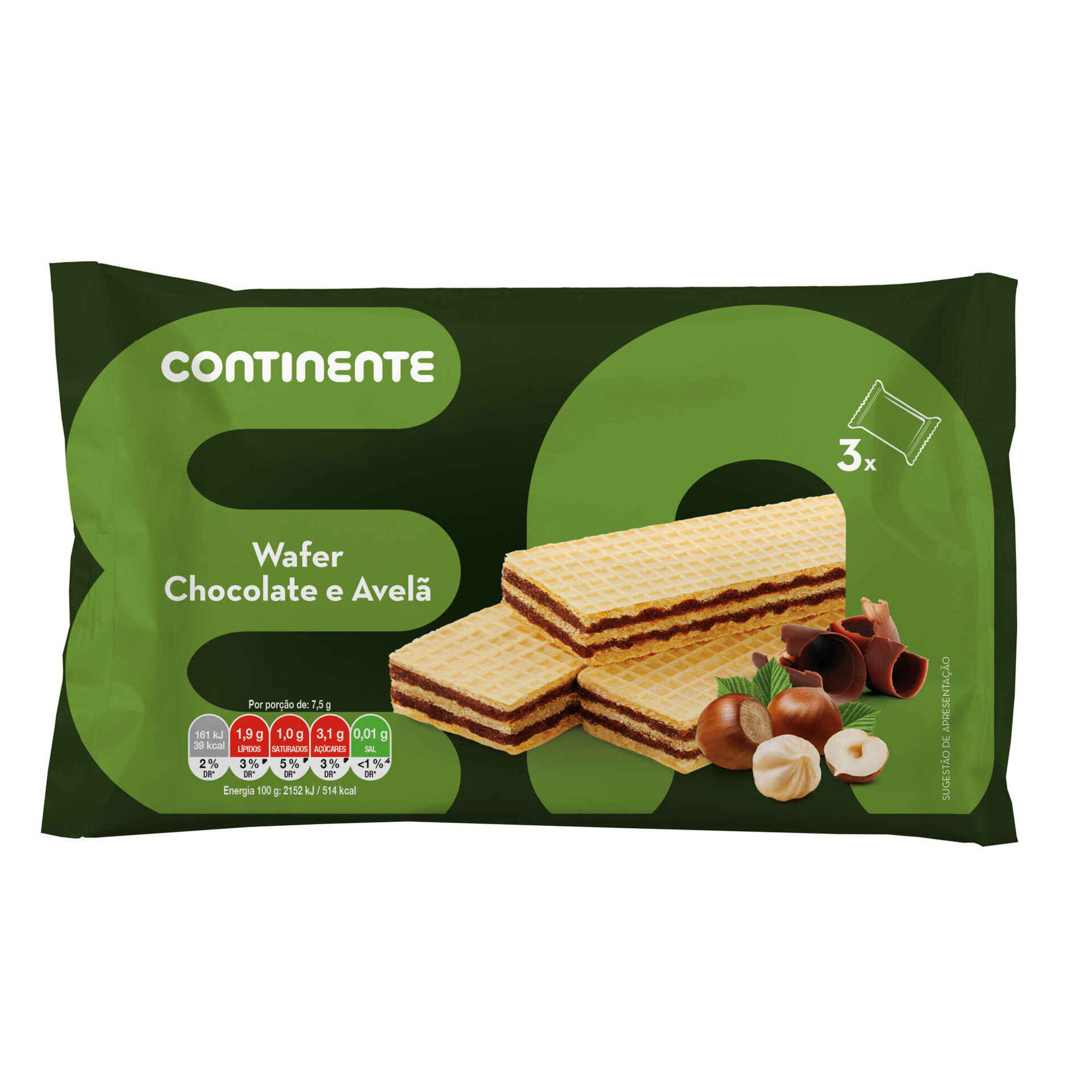 Bolachas Wafers Chocolate e Avelã