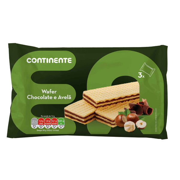 Bolachas Wafers Chocolate e Avelã Continente