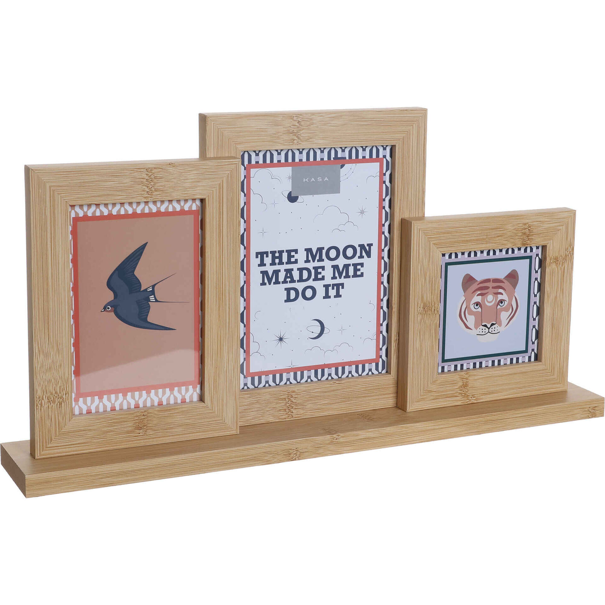 Multifotos 3 Fotos com Base Madeira