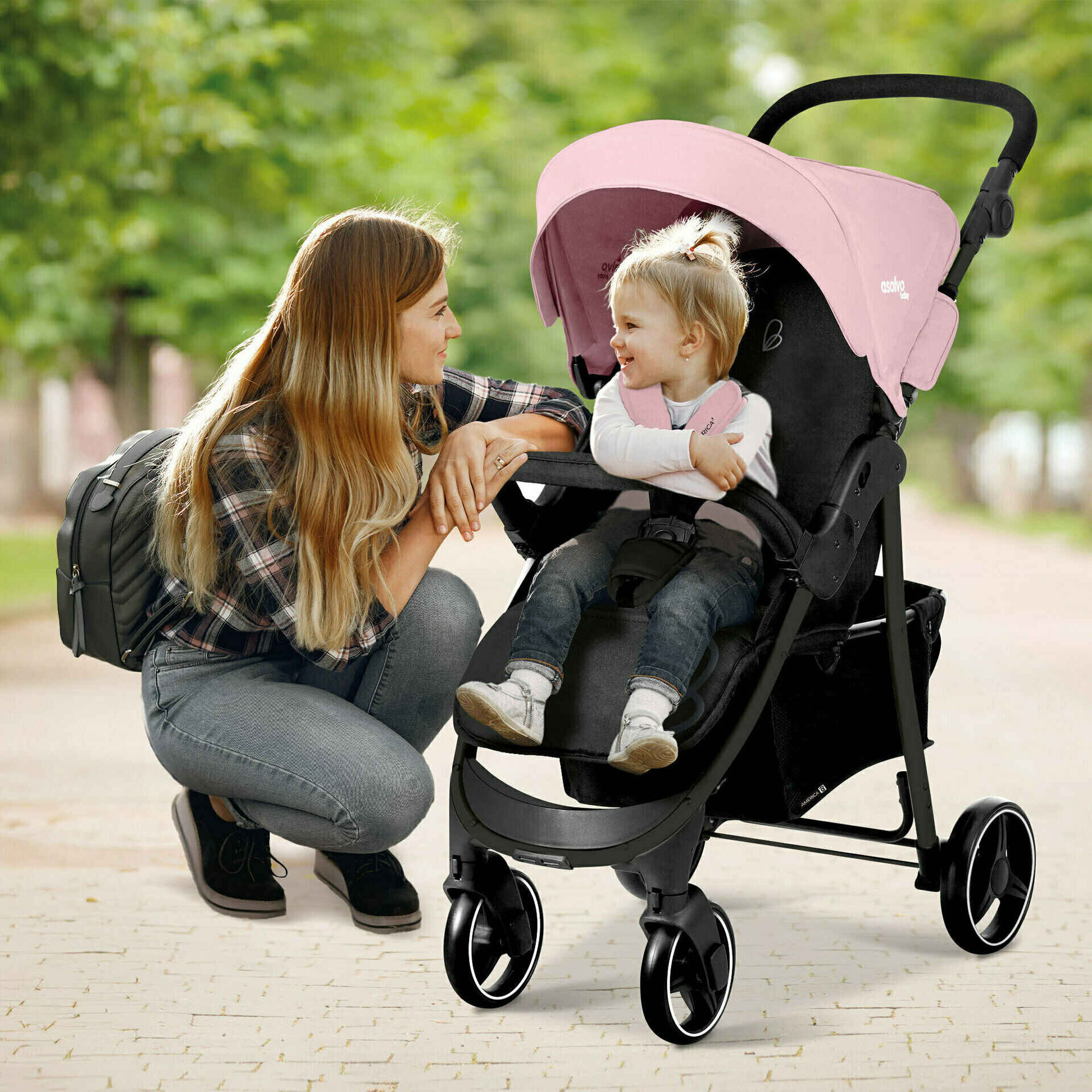 Carrinho de Passeio Rosa Am&eacute;rica 3 Asalvo