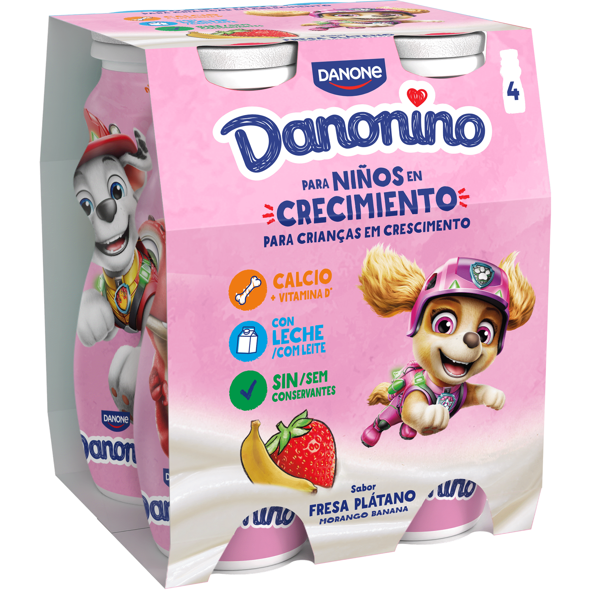 Iogurte L&iacute;quido Morango e Banana Infantil Danonino Danone