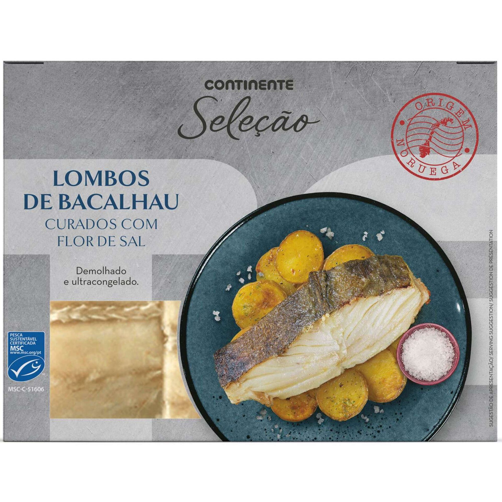 Lombos de Bacalhau MSC Curados com Flor de Sal Congelado