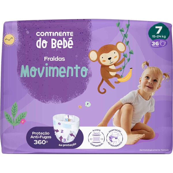 Fraldas Movimento 15-24kg T7 Continente do Bebé