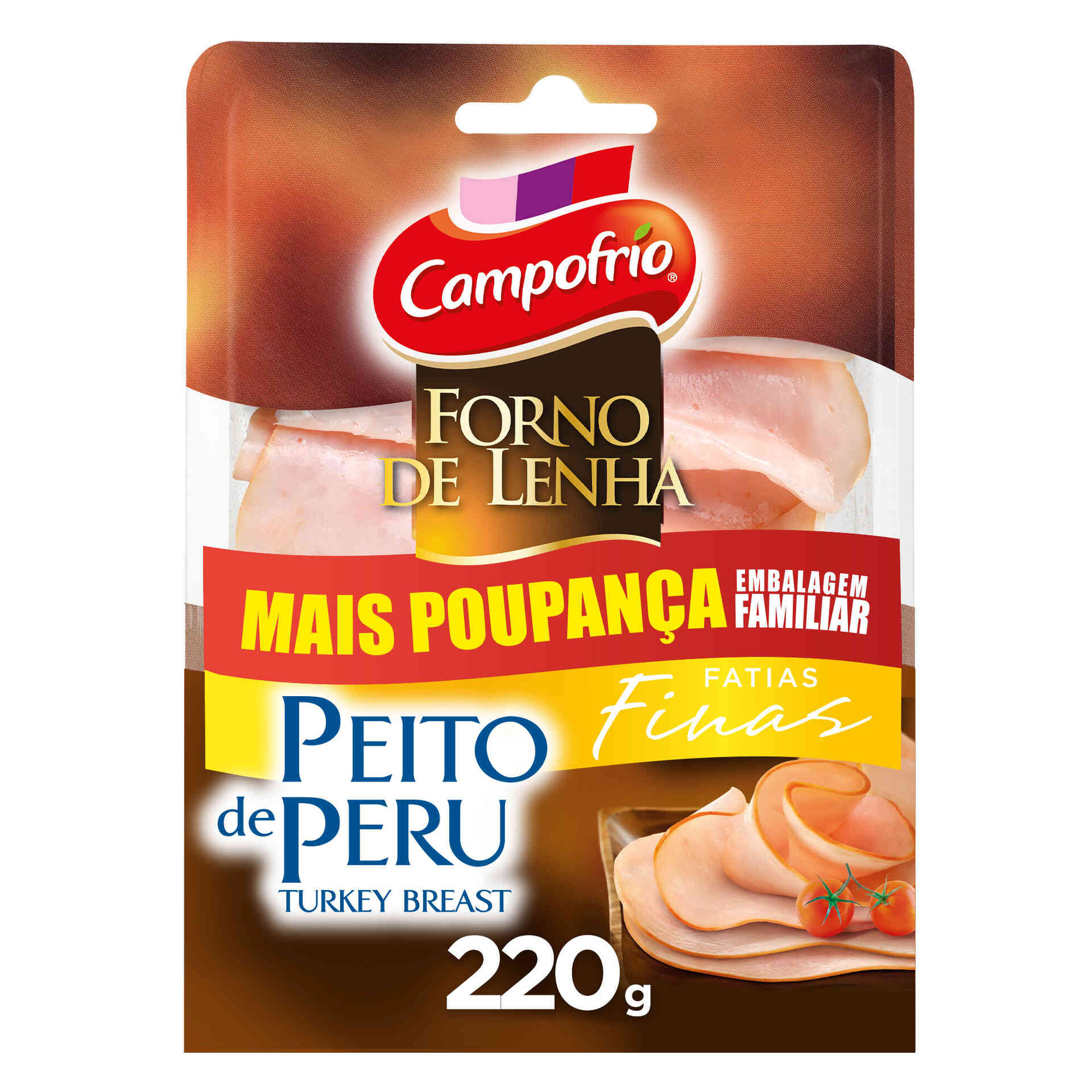 Fiambre de Peito de Peru Fatias Finas Forno de Lenha