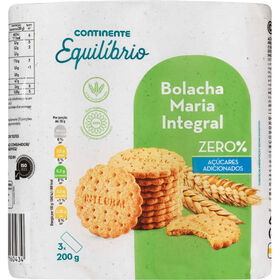 Bolachas Maria Integrais sem A&ccedil;&uacute;car Continente Equil&iacute;brio