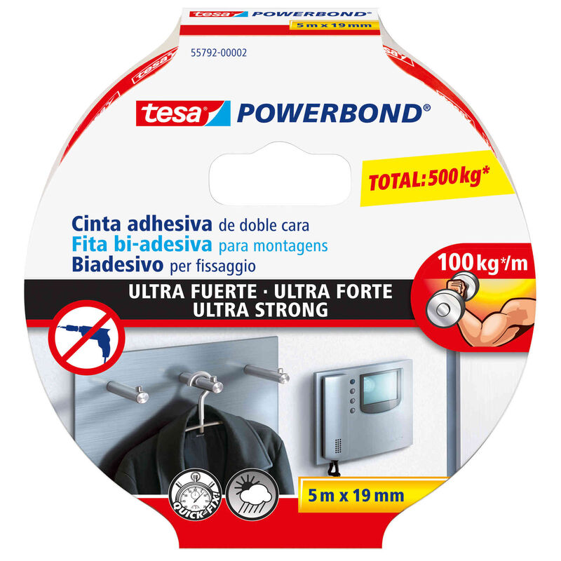 Fita Adesiva Dupla Face 19mmx5mts Ultra Forte Branca Tesa