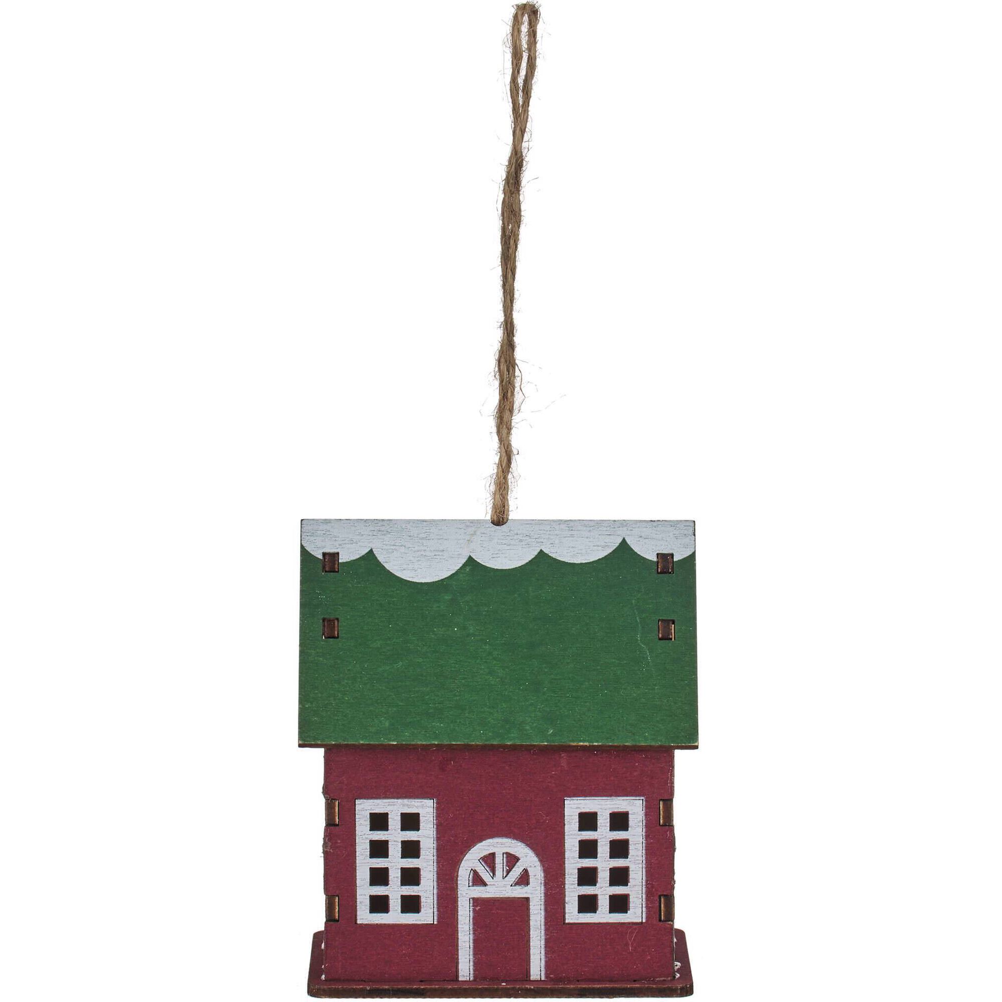 Ornamento Casinha com Luz Telhado Verde