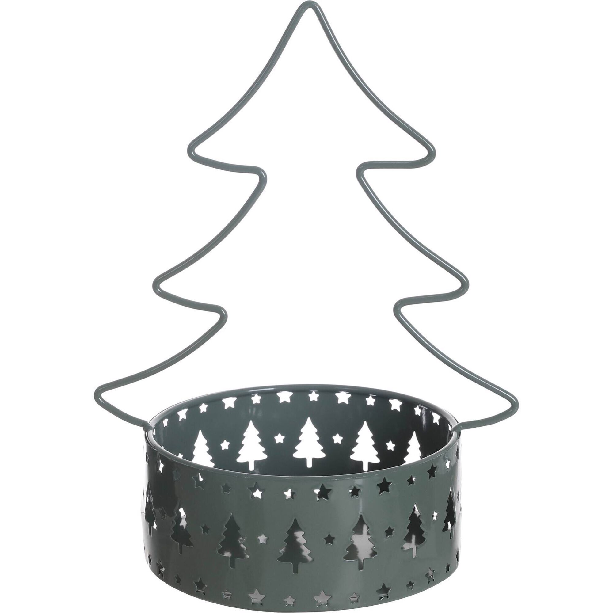 Cesto Metal 17x12x21cm Árvore Natal