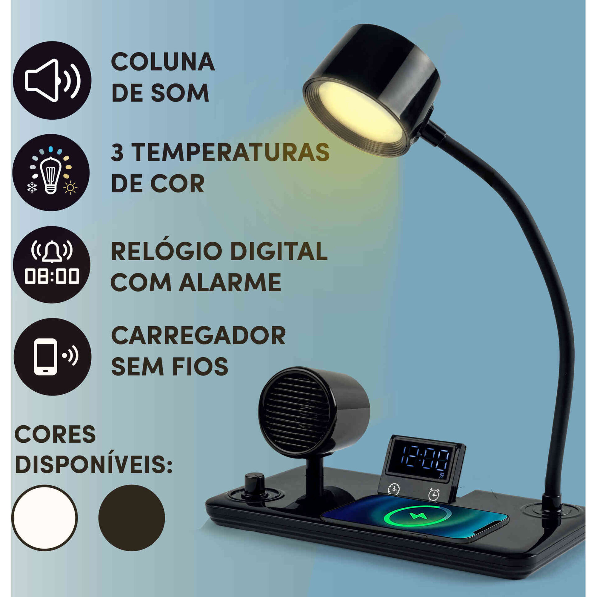 Candeeiro Wireless Smart Play Preto Kasa