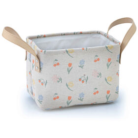 Cesto Retangular Tecido com Flores 24x15x16cm Kasa