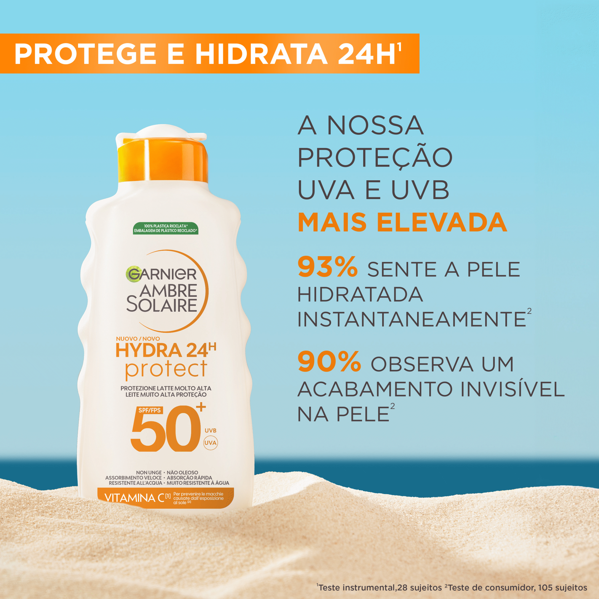Protetor Solar Leite Hydra 24H FPS 50+ Garnier Ambre Solaire