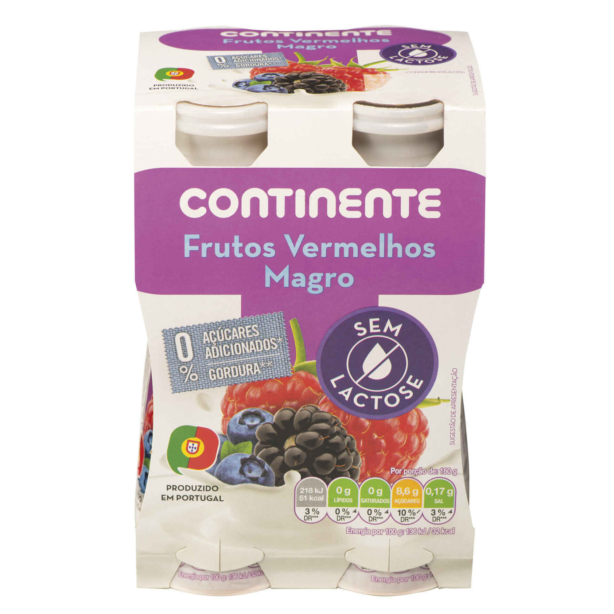 Iogurte Líquido Magro Frutos Vermelhos sem Lactose