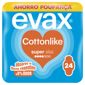 Pensos Higi&eacute;nicos Cottonlike Super com Abas Evax