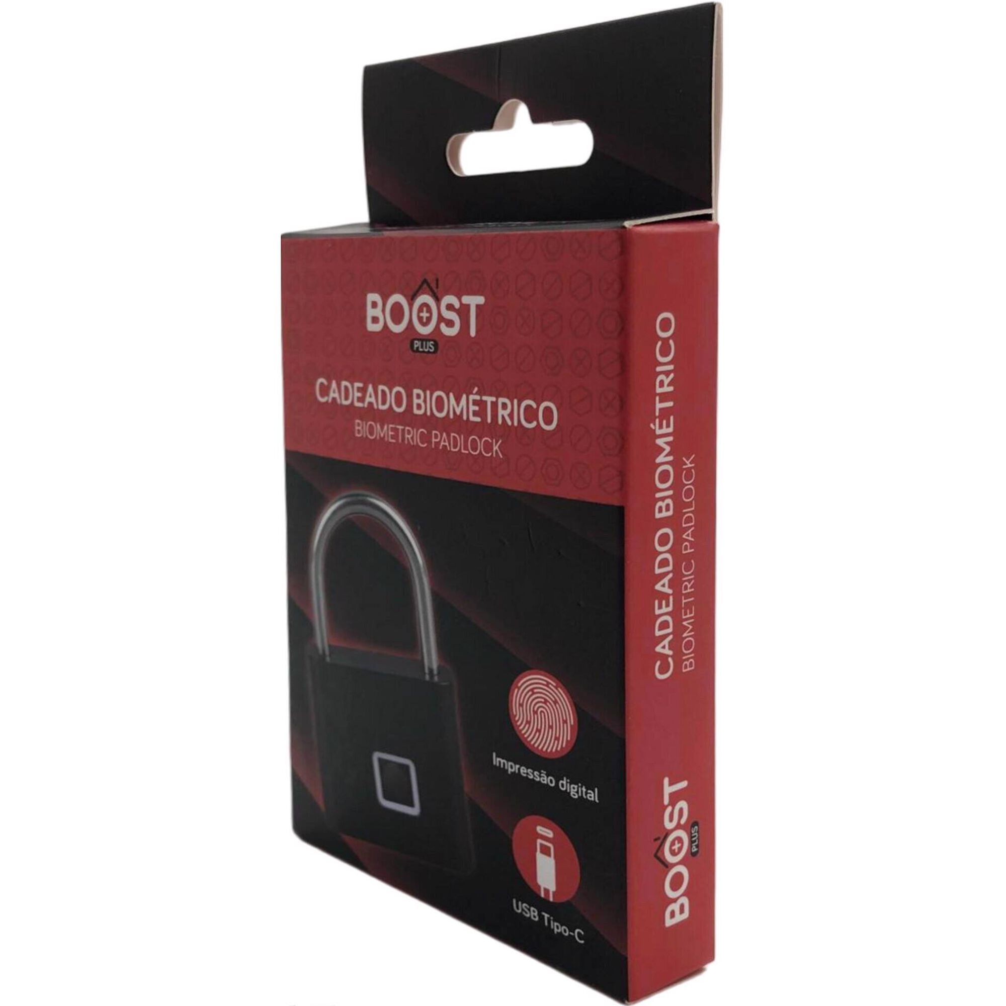 Cadeado Biom&eacute;trico com USB Preto Boost