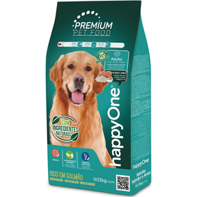 Ra&ccedil;&atilde;o para C&atilde;o Salm&atilde;o & Arroz happyOne Premium