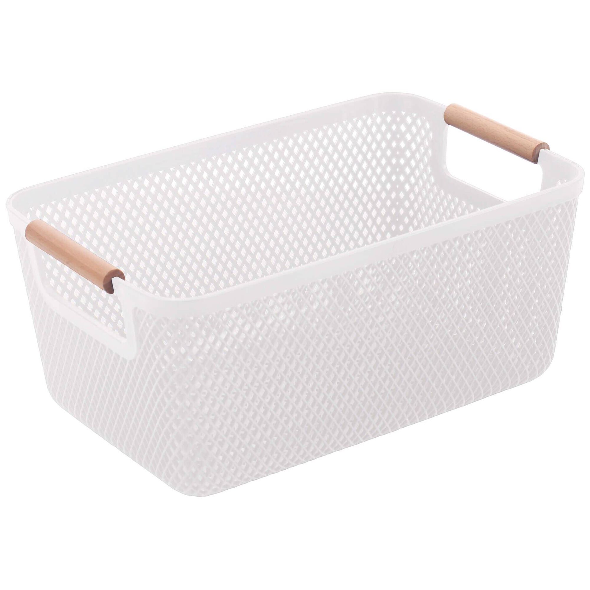 Cesto com Pega Madeira Branco Kasa
