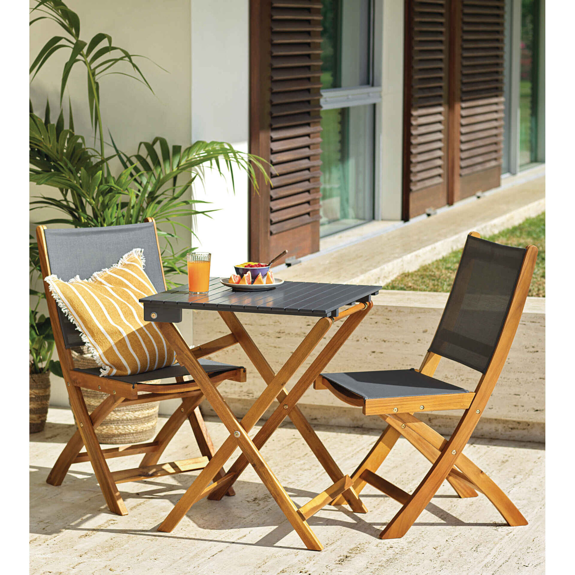 Conjunto Jardim 2 Lugares Madeira Ac&aacute;cia Kasa