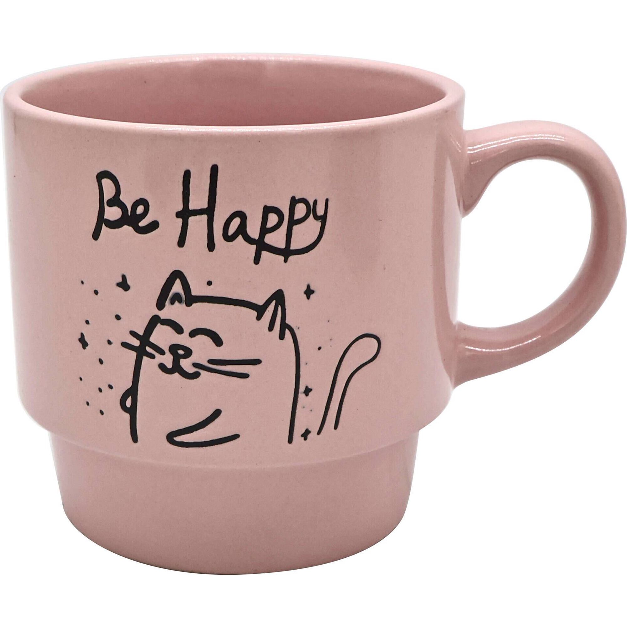 Caneca 420ml Be Happy Rosa Kasa