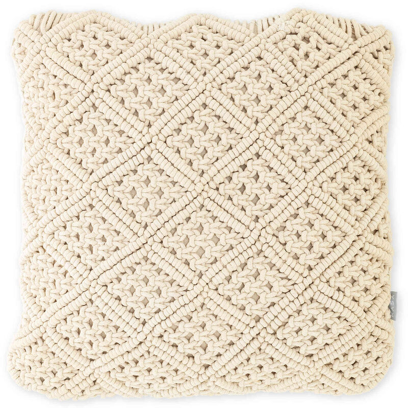 Almofada 45x45cm Macramé Losangos Cru Kasa