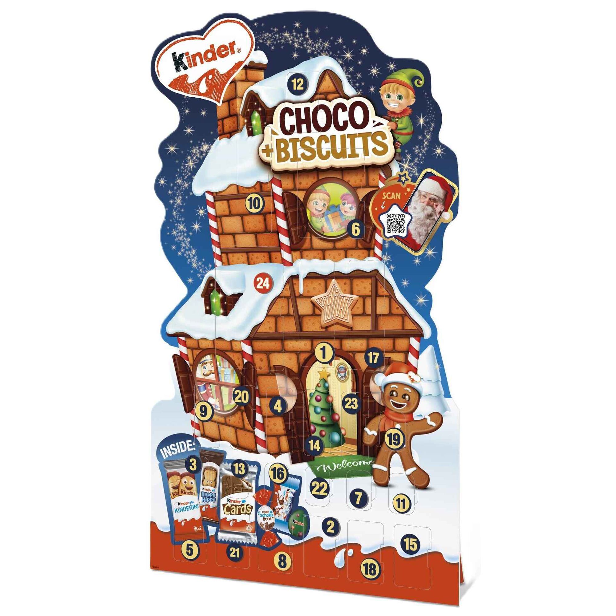 Calend&aacute;rio do Advento de Chocolate e Biscoito Mix Kinder