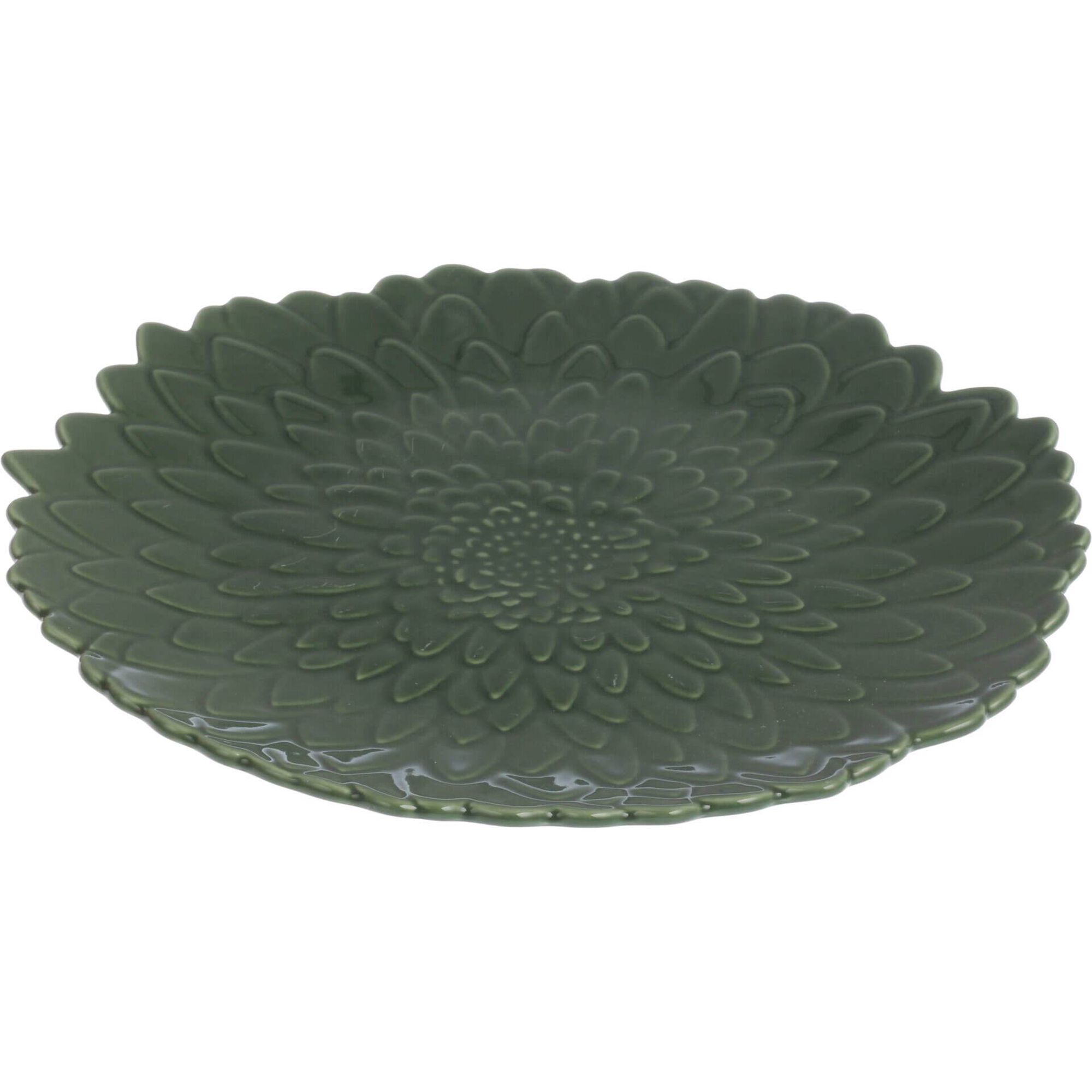 Prato Redondo 21,5cm Folhas Verde Escuro Kasa