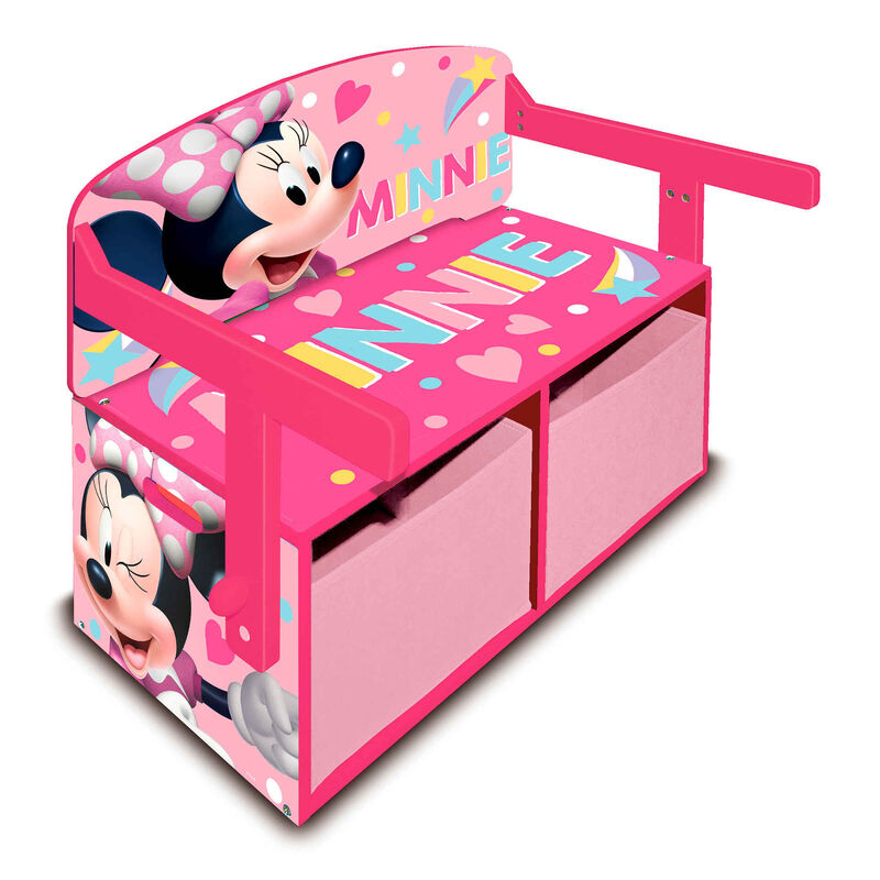 Banco, Mesa e Baú Madeira - 3 em 1 Minnie Disney