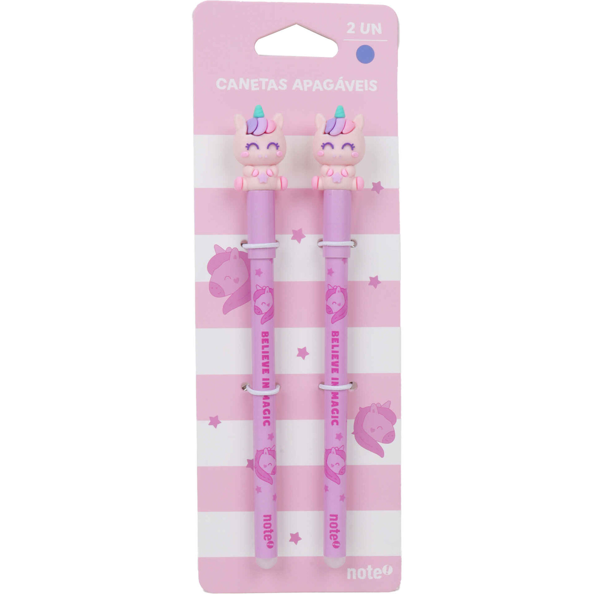 Conjunto 2 Esferogr&aacute;ficas Tinta Apag&aacute;vel Unic&oacute;rnio Note!