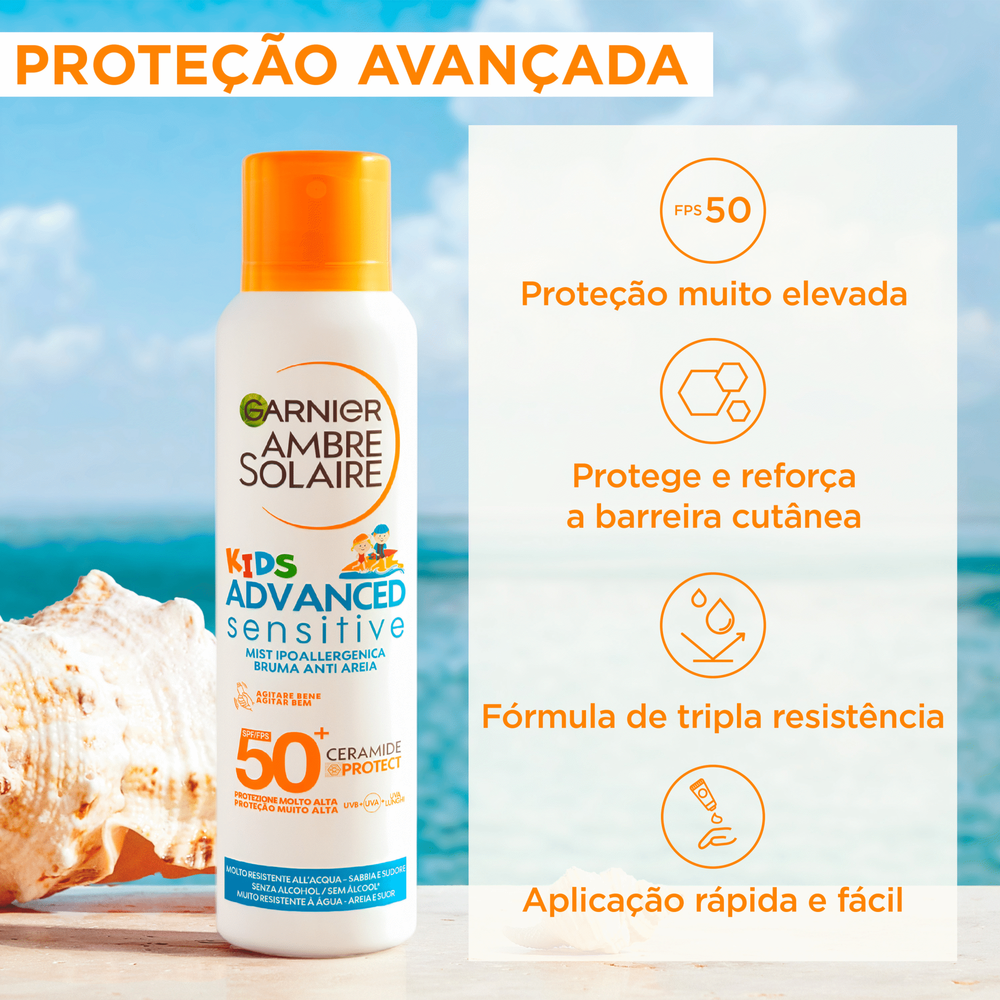 Protetor Solar Bruma Sensitive Advanced Kids FPS 50+ Garnier Ambre Solaire