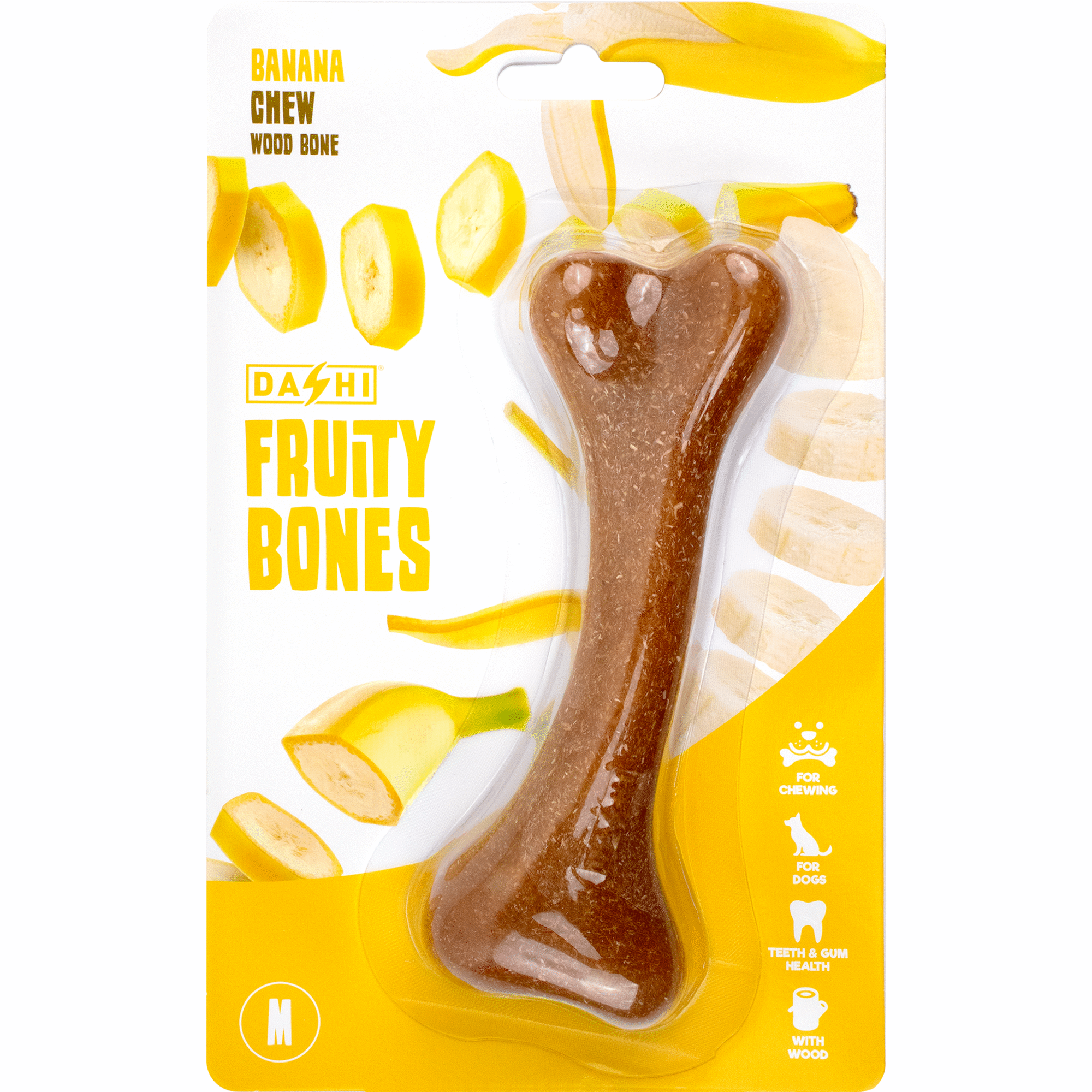 Snack para C&atilde;o Osso Mordedor Madeira Fruity Bone Banana M Dashi