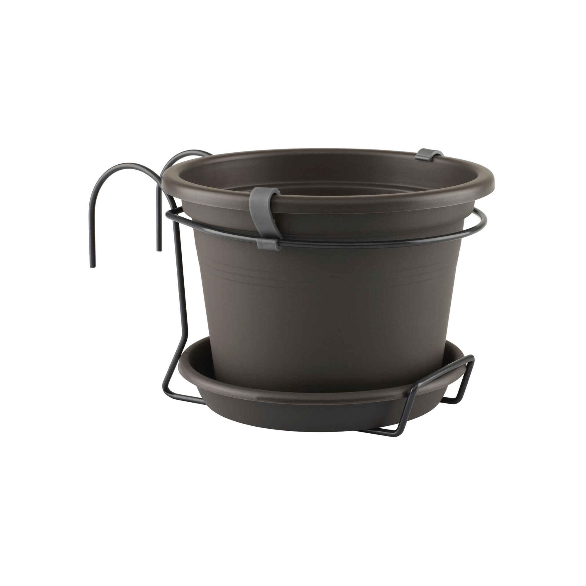 Vaso Redondo Plástico 20cm com Suporte Preto Vaso Redondo Plástico 20cm com Suporte Preto