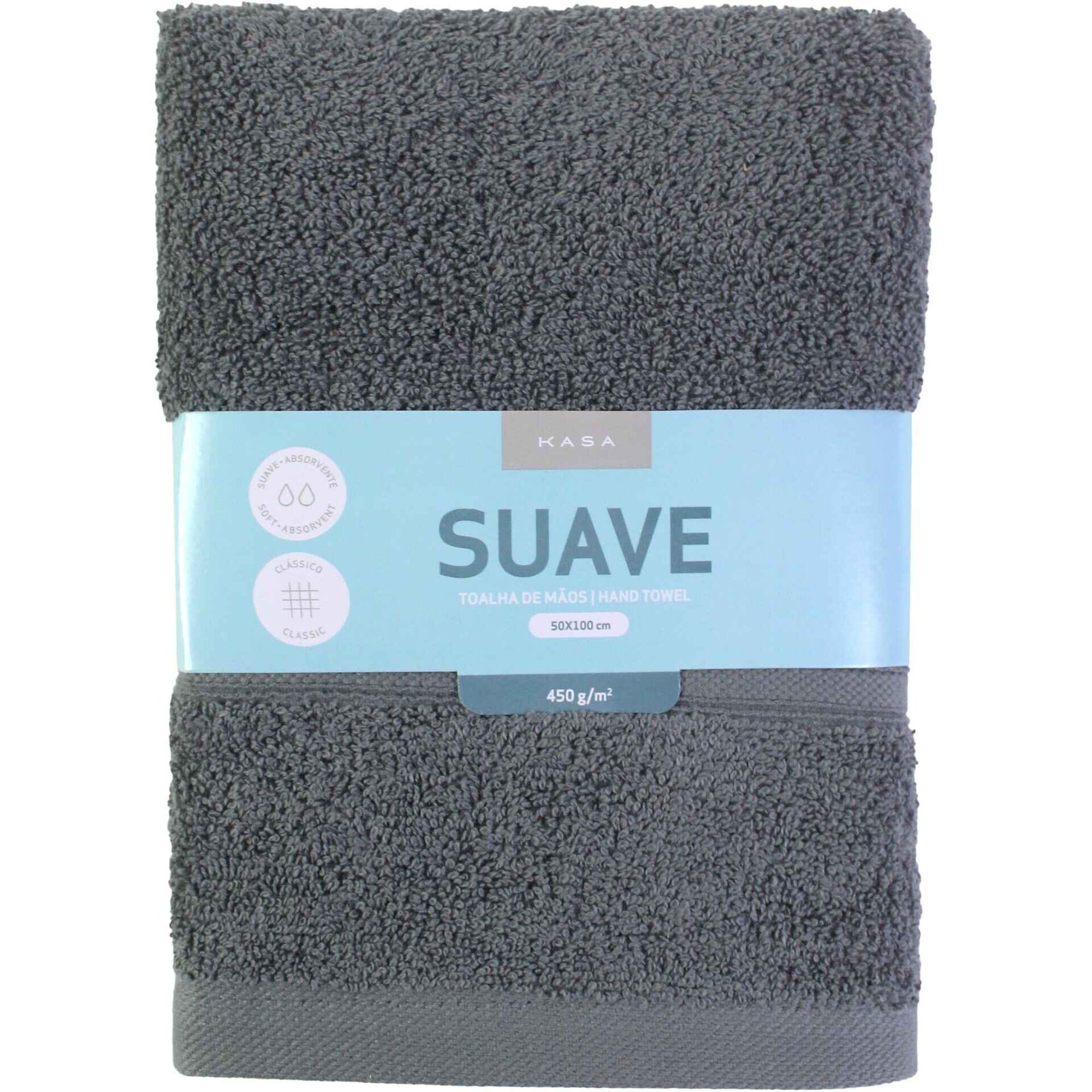 Toalha M&atilde;os Suave Cinza Escuro Kasa