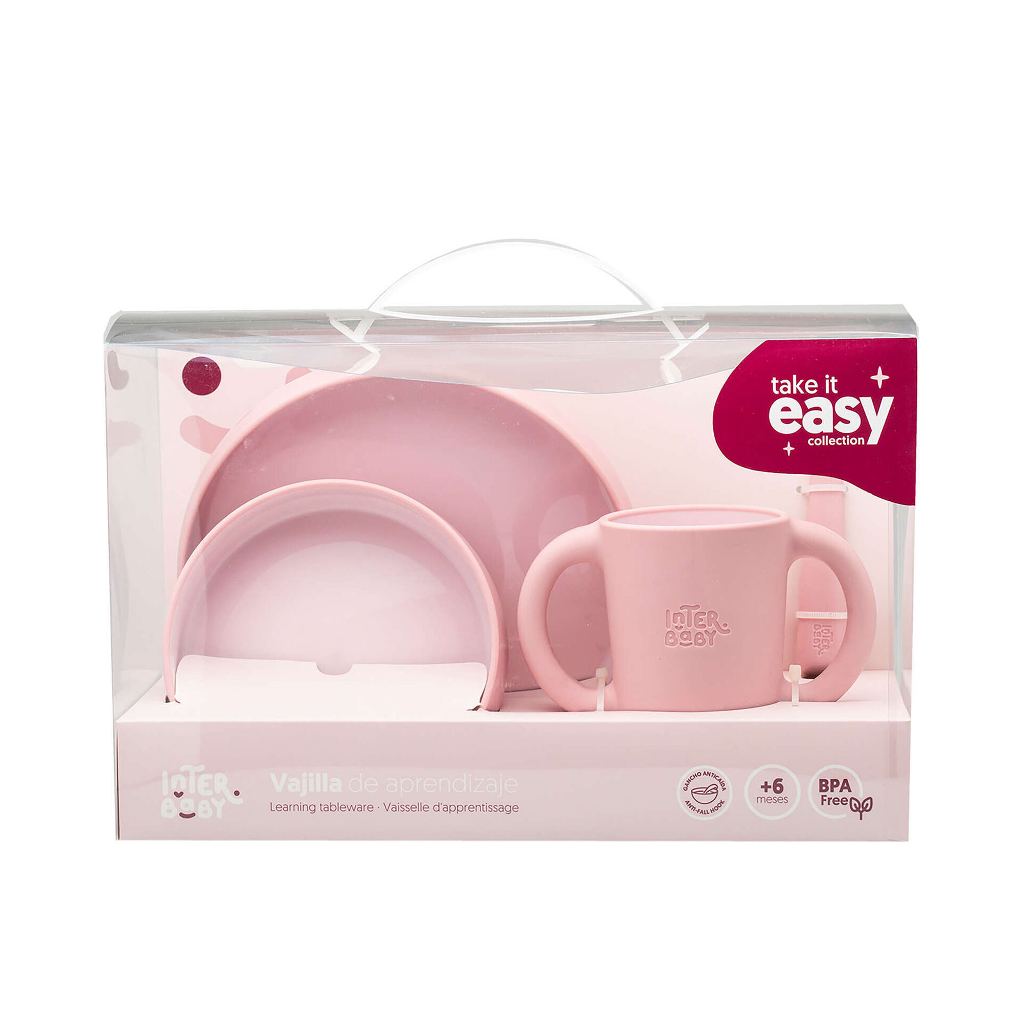 Conjunto Refei&ccedil;&atilde;o Silicone Rosa Interbaby