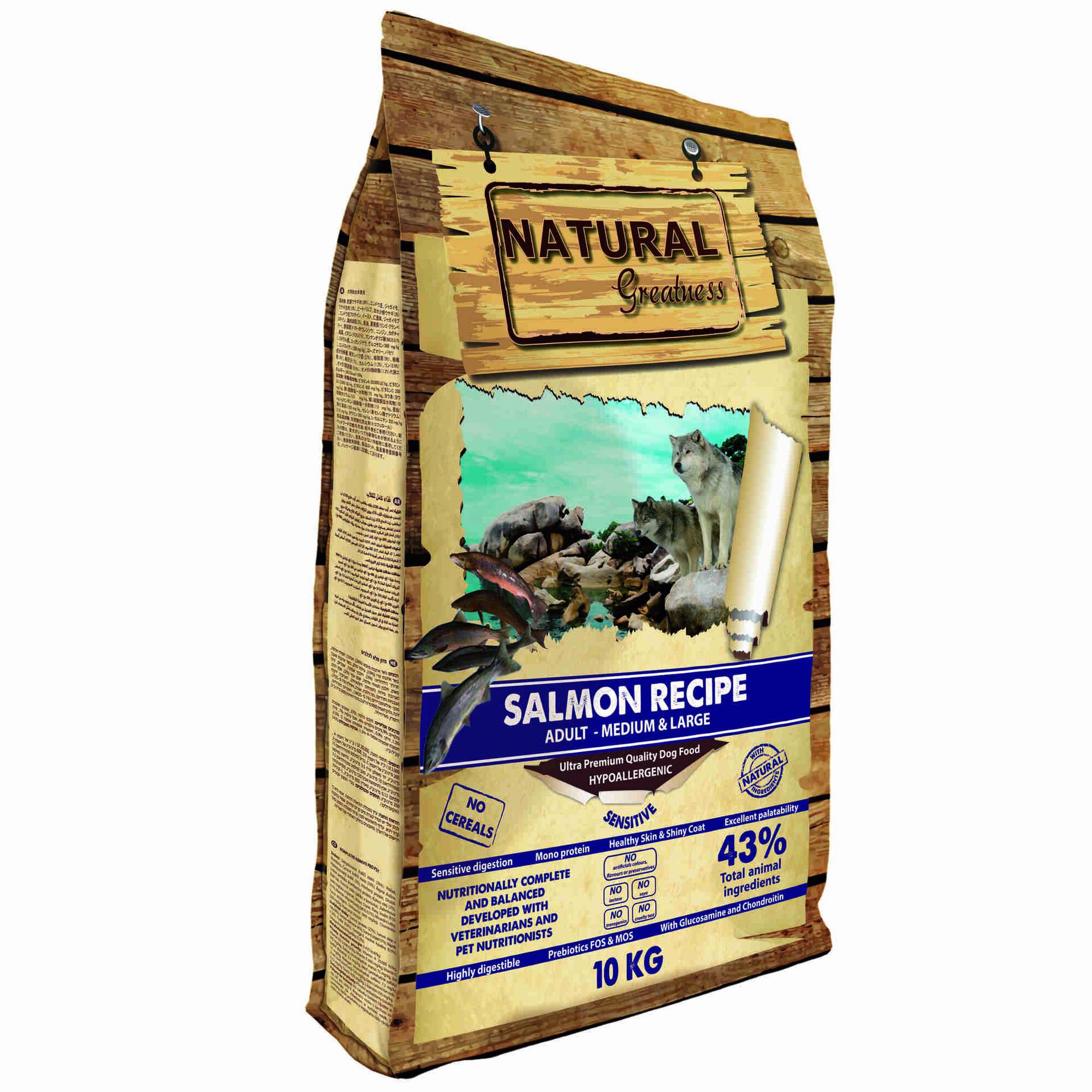 Ra&ccedil;&atilde;o para C&atilde;o Adulto Salm&atilde;o Sensetive Natural Greatness