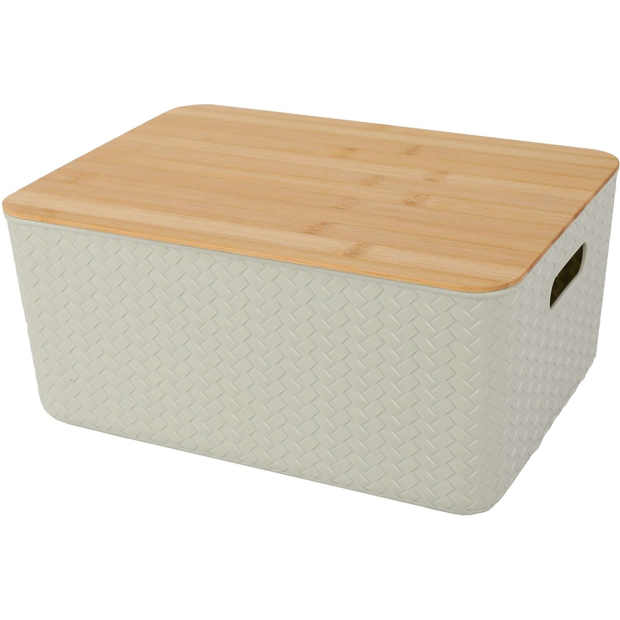 Caixa Entran&ccedil;ada Verde com Tampa Bambu Kasa