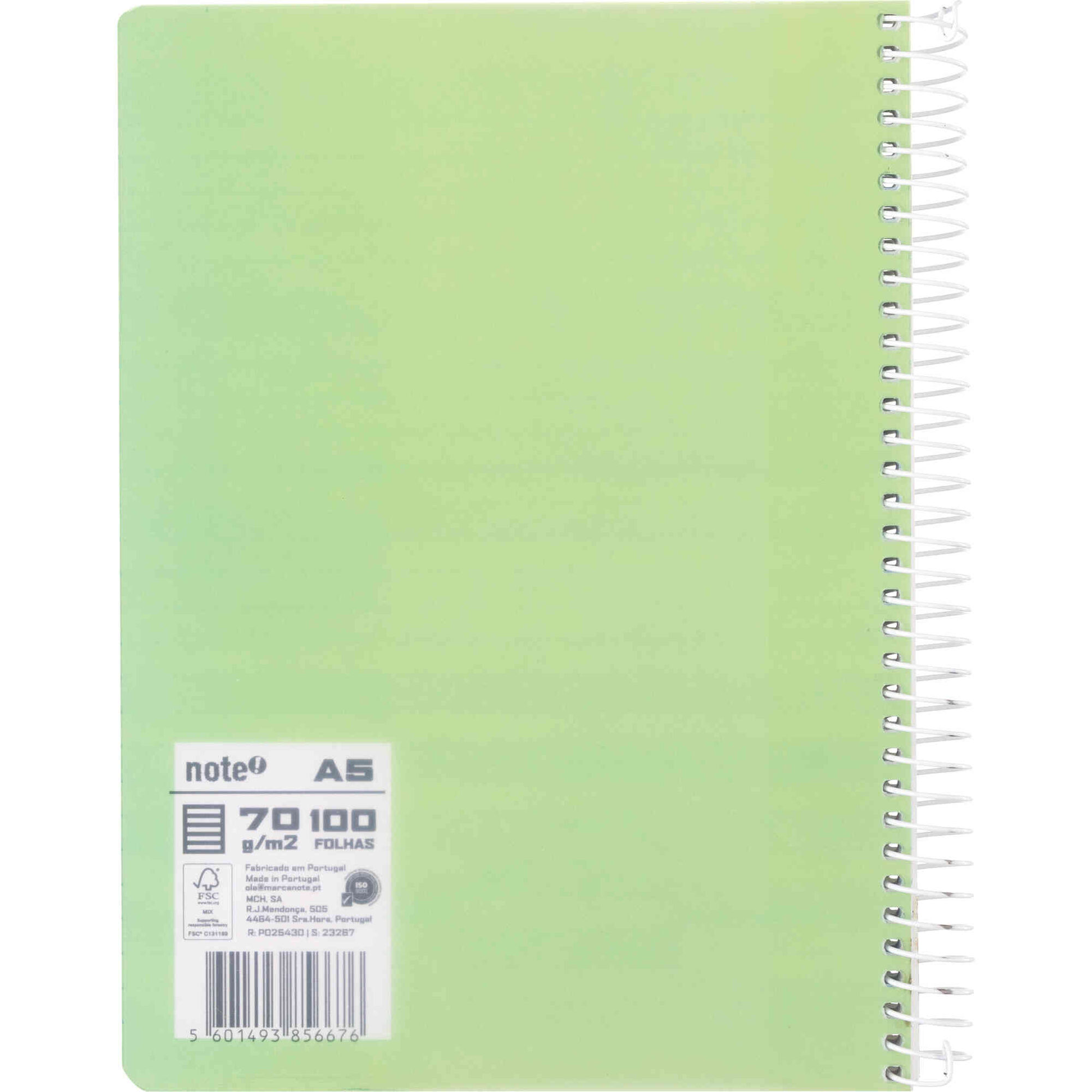 Caderno Espiral A5 Pautado (v&aacute;rias cores) Note!