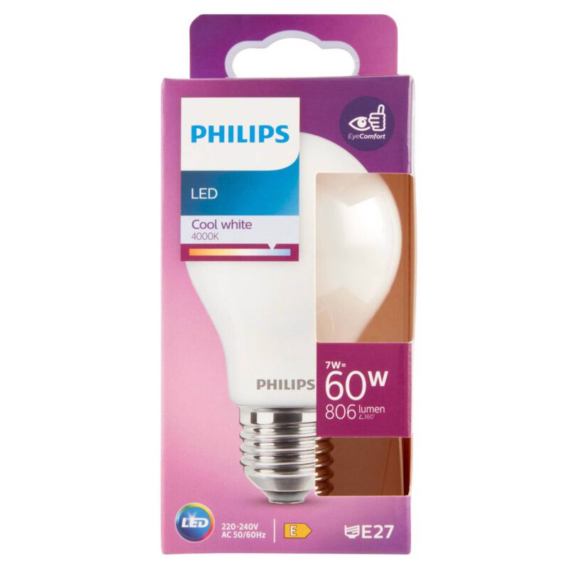 Lâmpada LED Standard E27 4000K 60W Philips