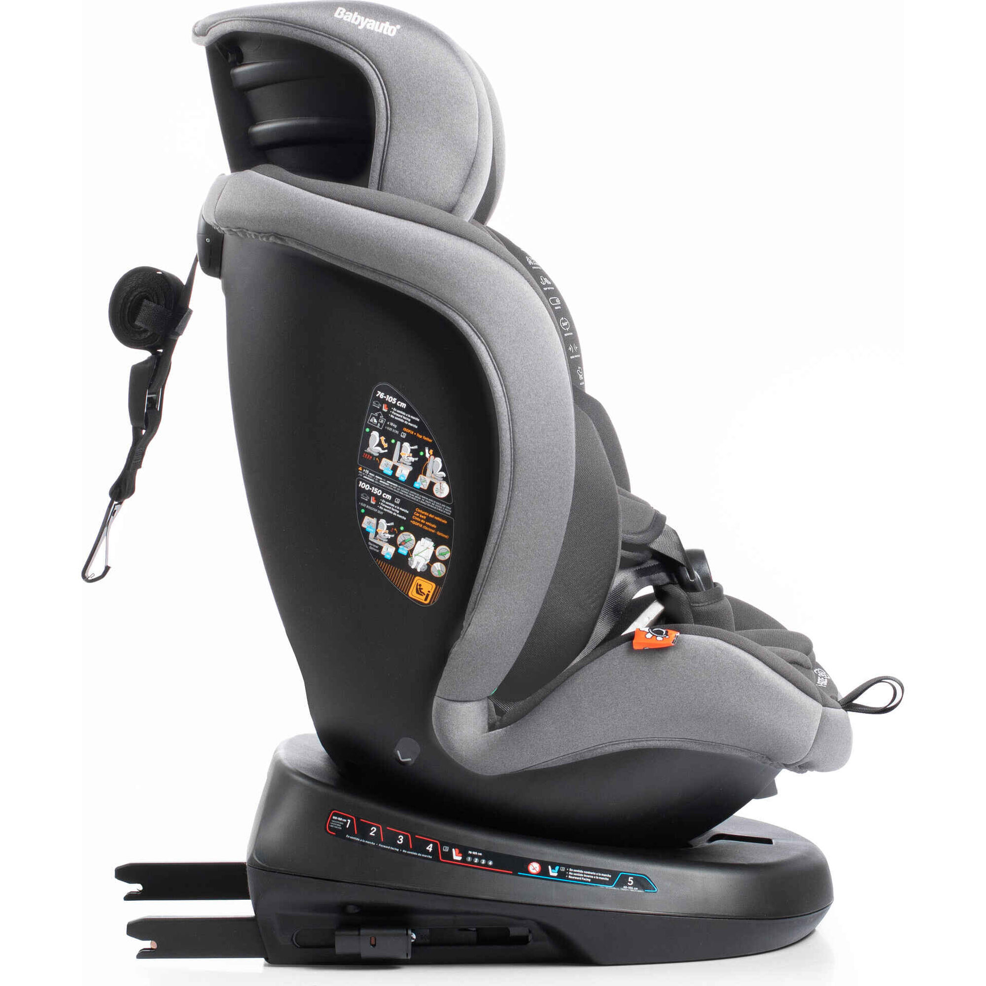 Cadeira Auto I-Size 40-150cm Isofix Rotativa Rodia Fix Cinza Babyauto