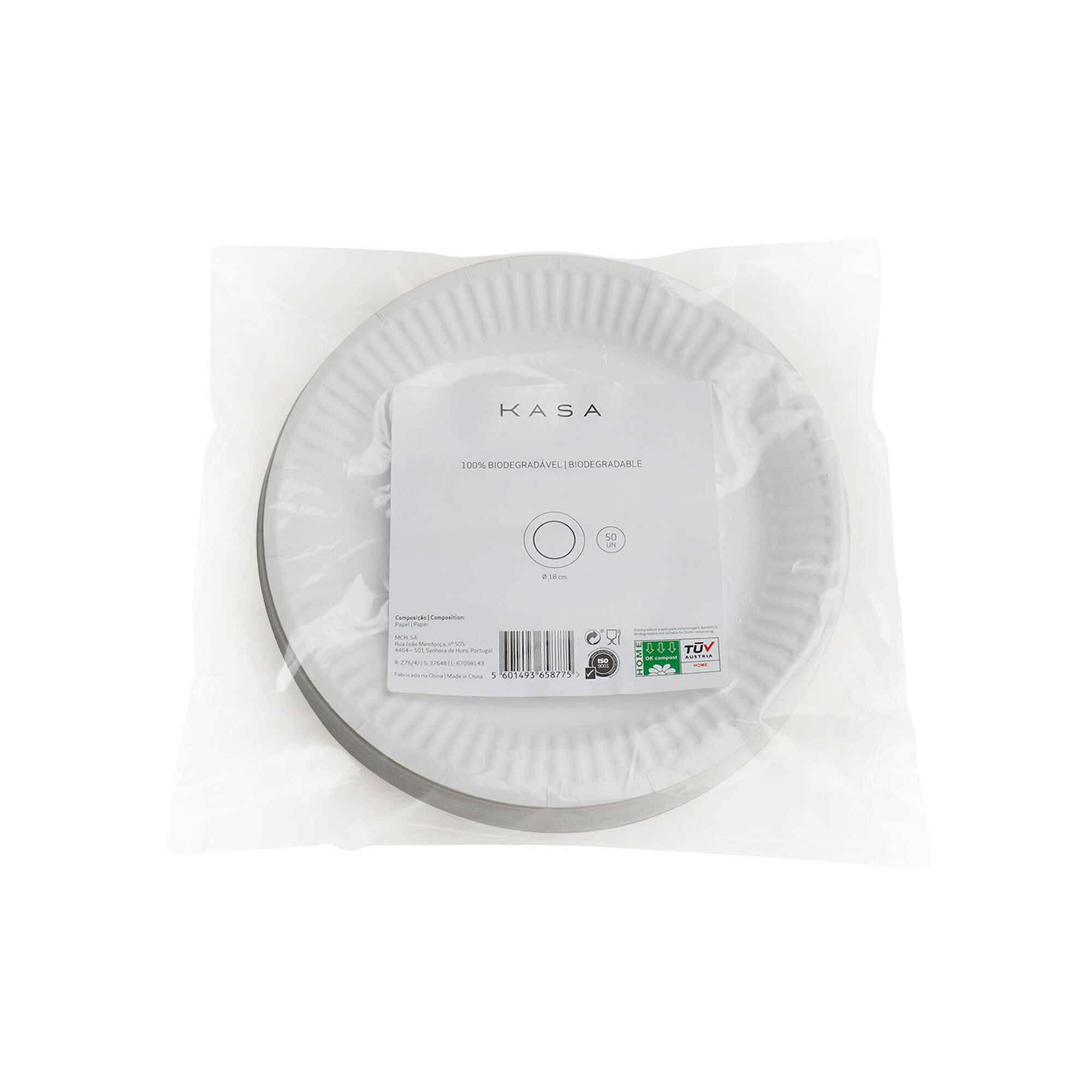 Conjunto 50 Pratos Sobremesa Papel Branco 18cm