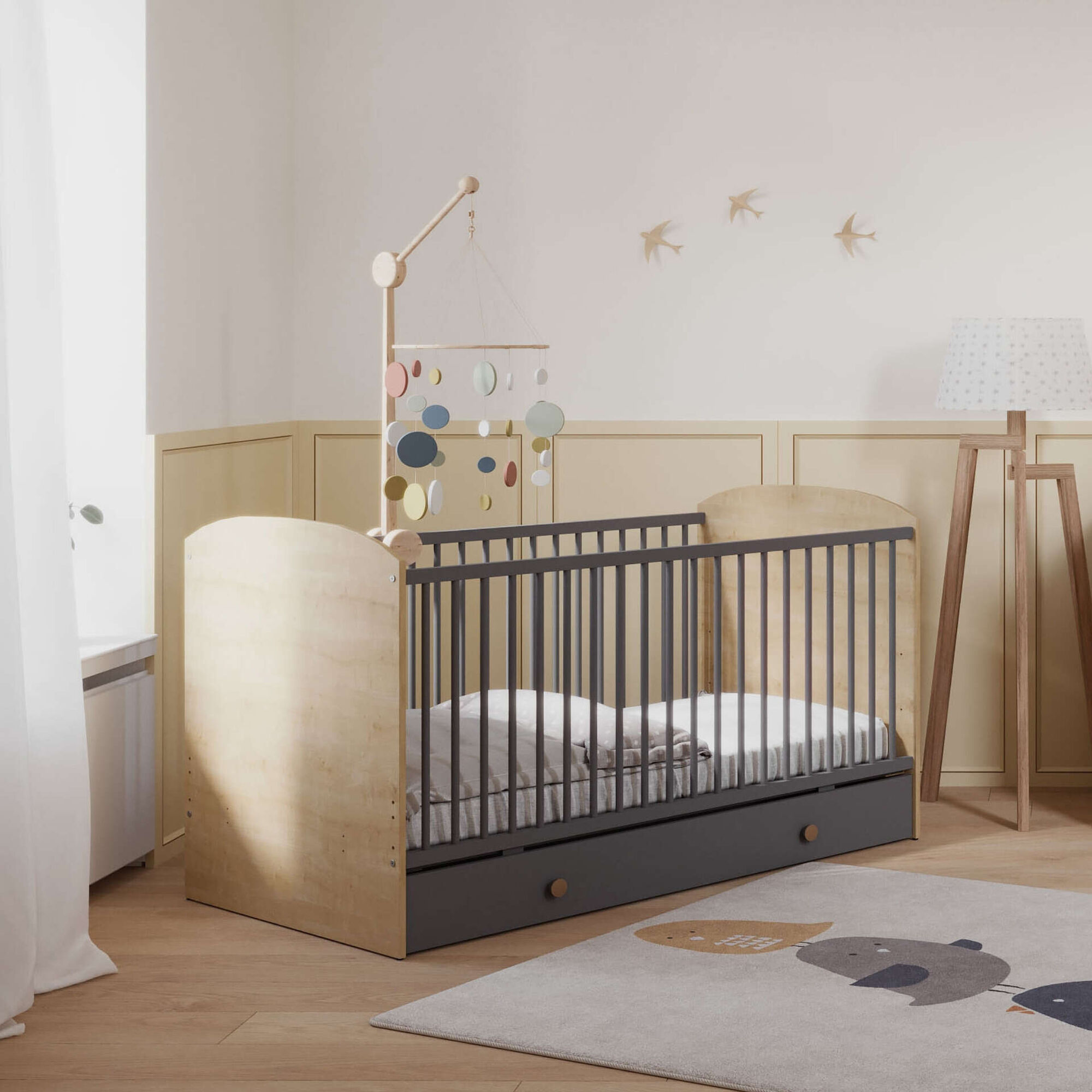 Cama de Grades Evolutiva 142,9x77x90,5cm Gabin