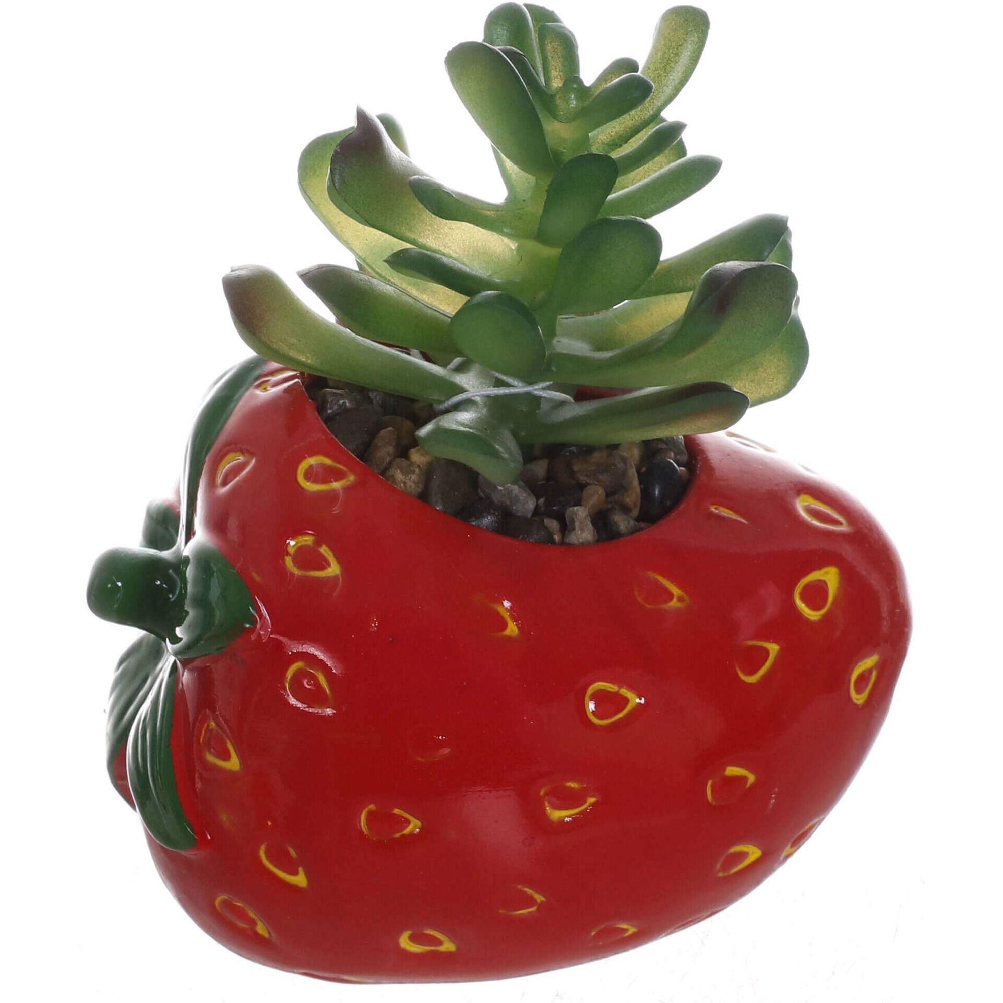 Planta Artificial Suculenta Vaso Morango Kasa