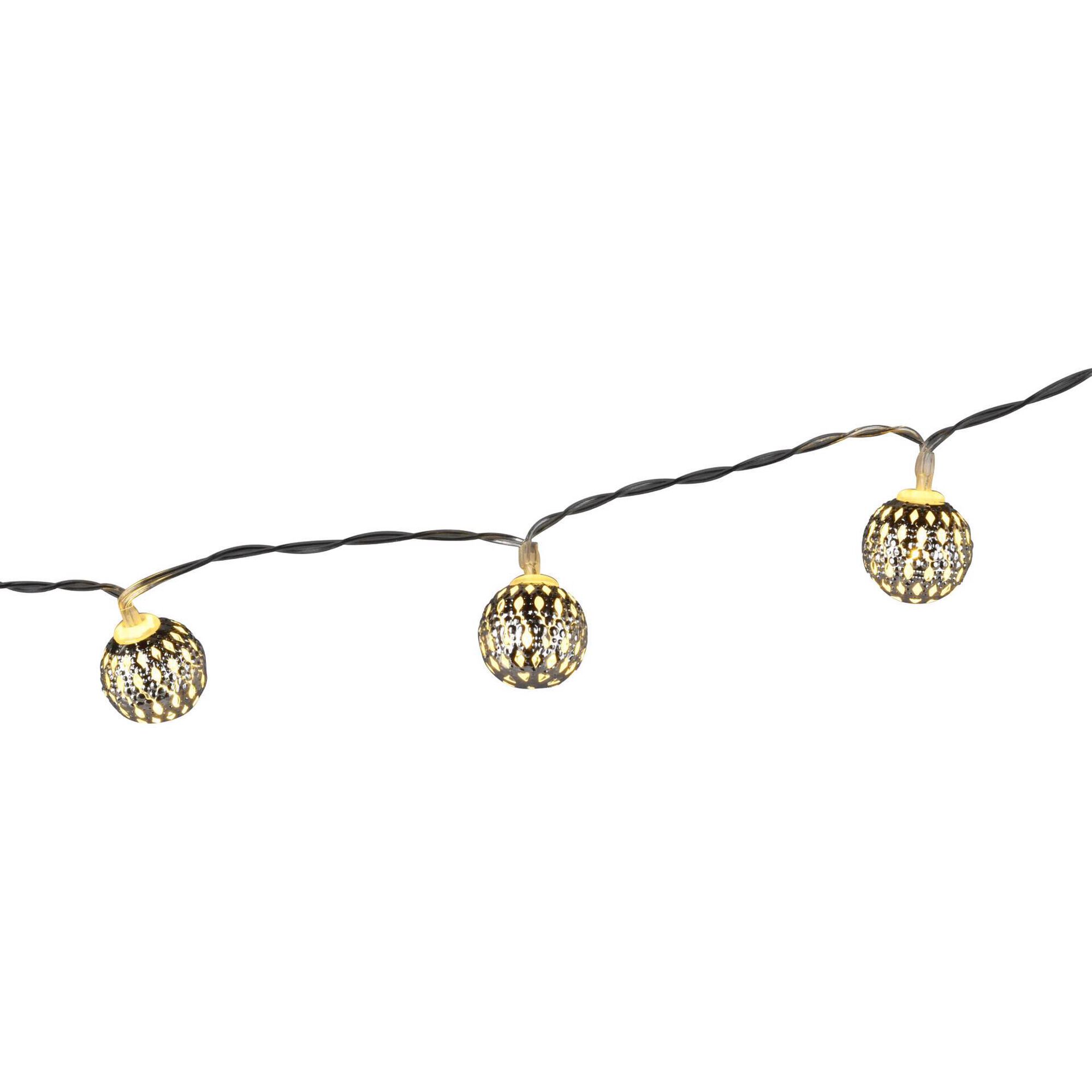Conjunto 10 Luzes Led Bolas Metal Prateadas
