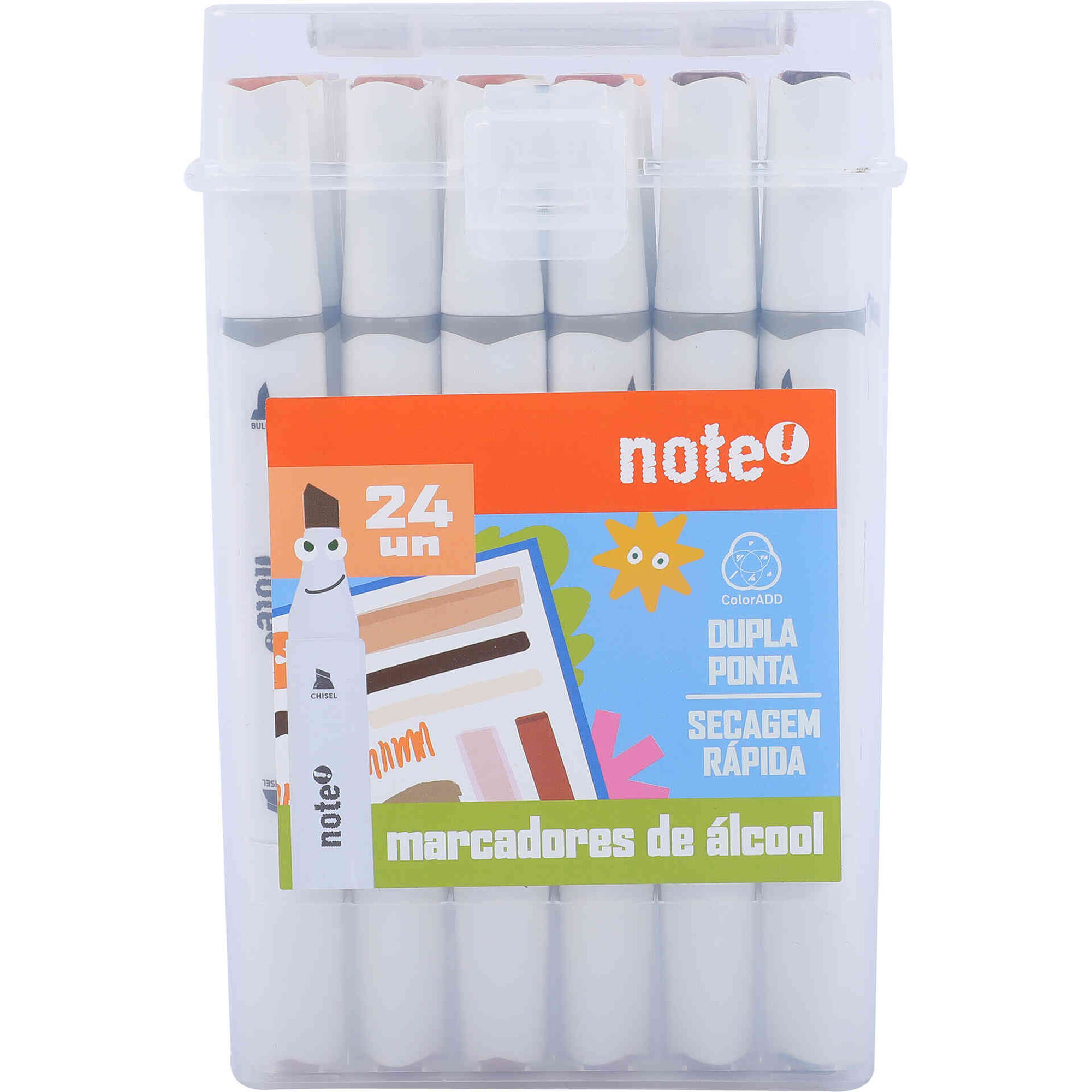 Conjunto de 24 Marcadores de &Aacute;lcool com Ponta Dupla Note!