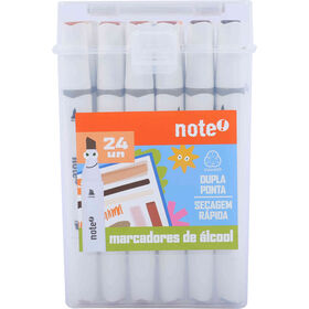 Conjunto de 24 Marcadores de &Aacute;lcool com Ponta Dupla Note!