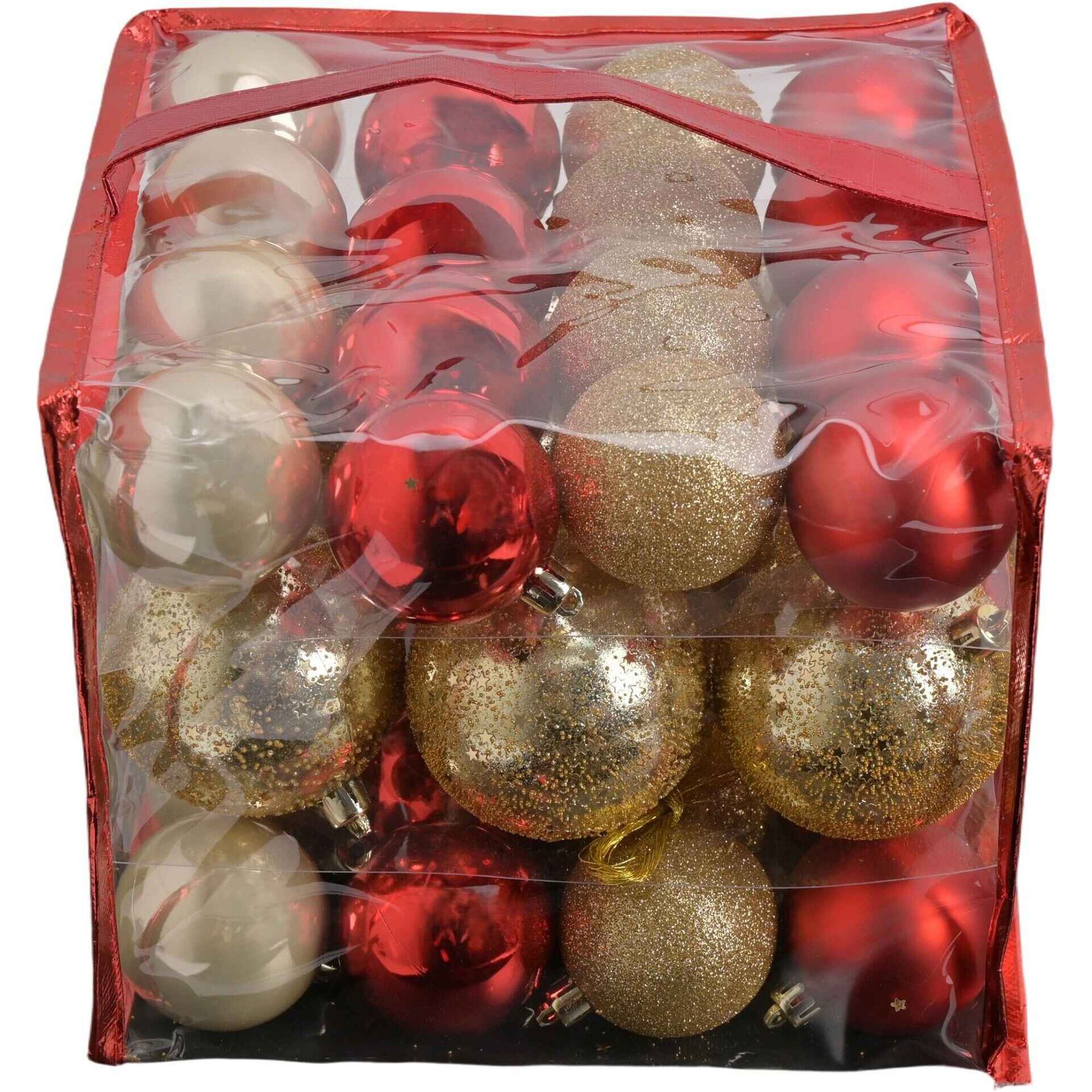 Conjunto 41 Bolas de Natal Saco Vermelho Gold Kasa