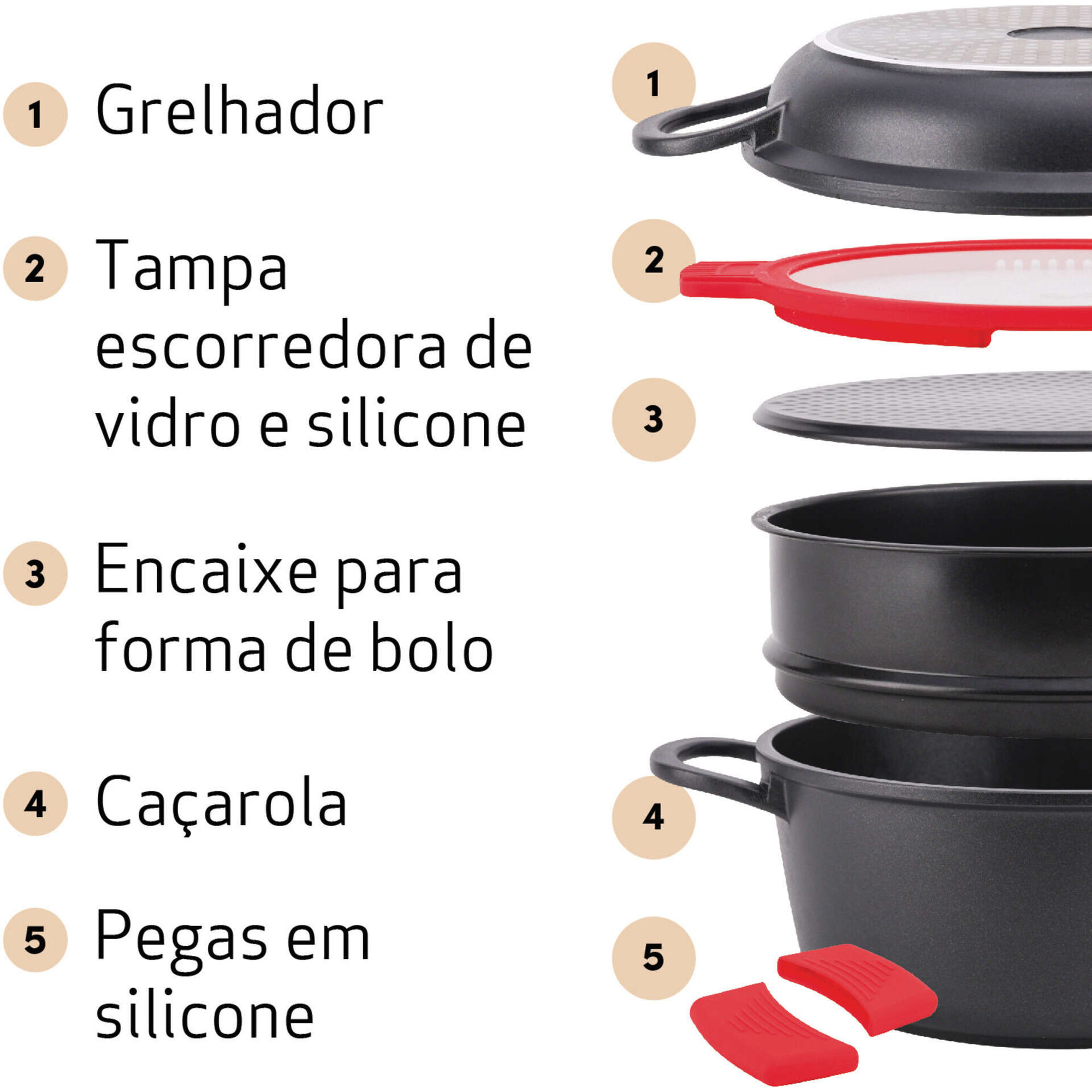 Conjunto de Cozinha Compacto Antiaderente Advento